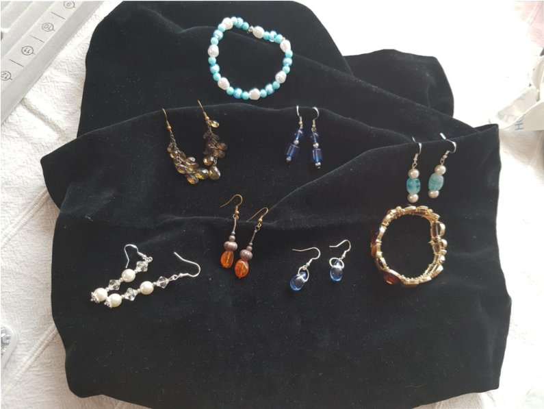 Earrings and brooches made at our July meeting