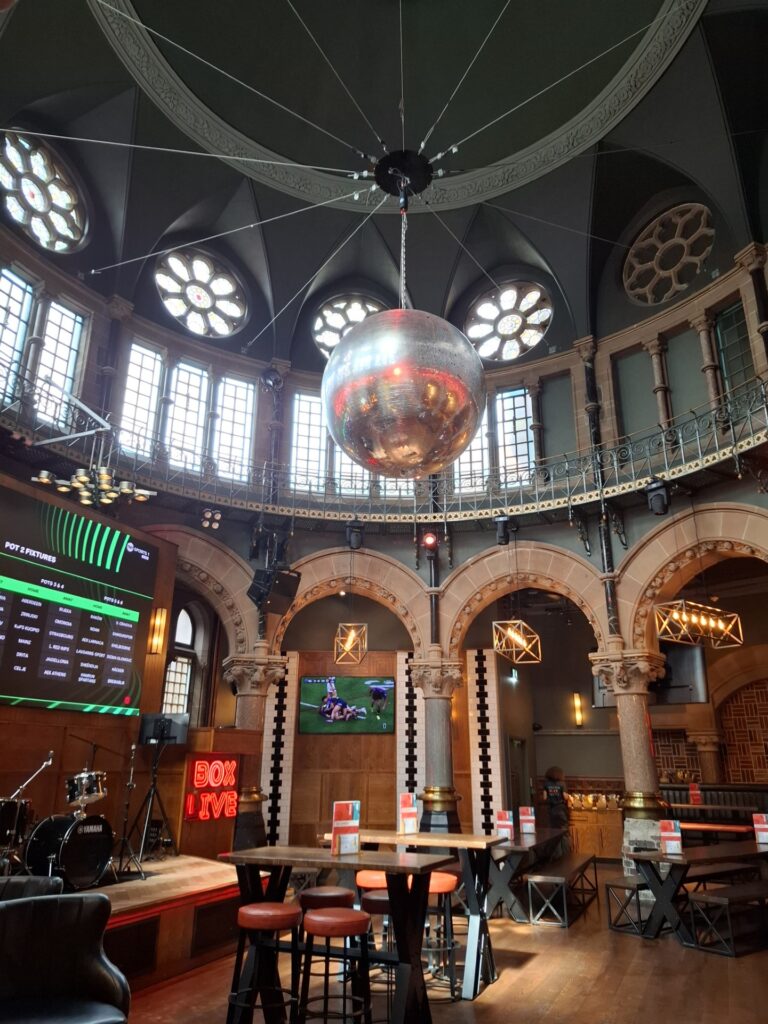 Inside the old bank in the Watson Fothergill building which has retained its original decorative features, although it is now a pub.