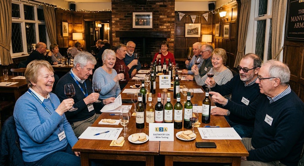 Group members enjoying a wine tasting